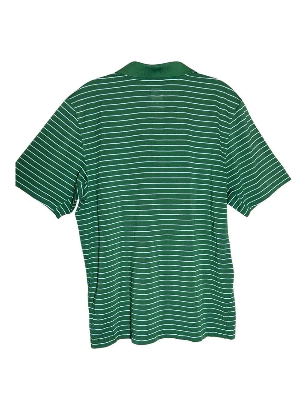 The North Face Men’s Green and White Striped Zip Polo